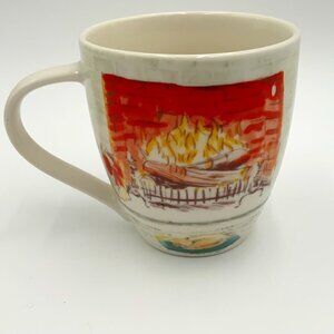 Eaton Fine Dining Fine China Sleeping Cat by Fireplace 4.25" x 4'' Mug